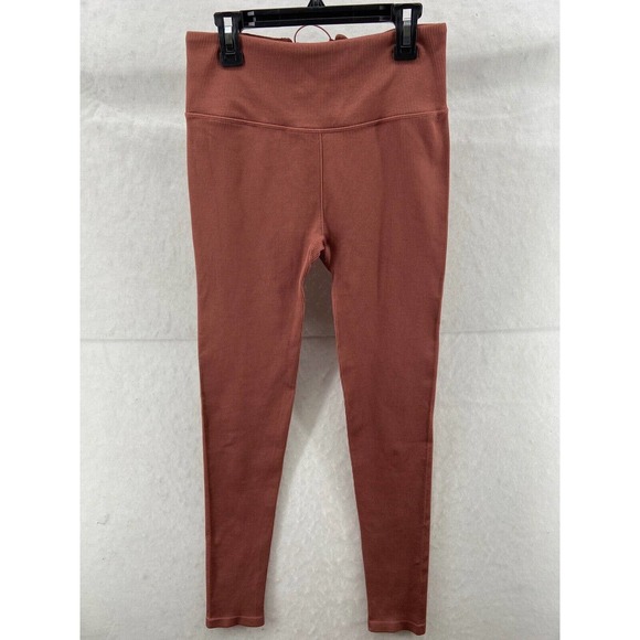 Fabletics Pants - Fabletics Leggings Medium With Back Strappy Cutout Detail Pink Salmon Ribbed